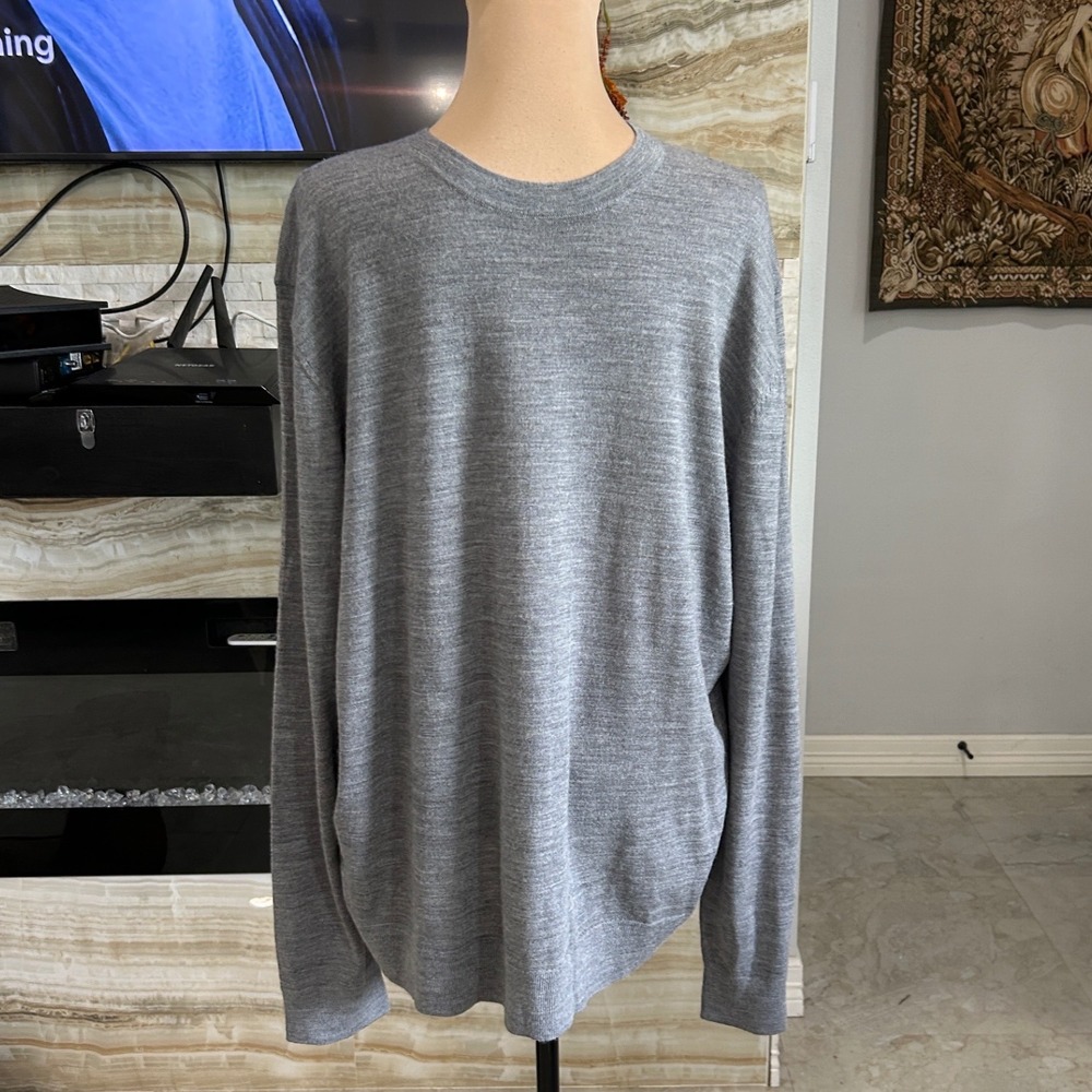 Banana Republic Mens XXL Gray 100% Merino Wool Crew Neck Sweater‎